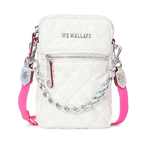 MZ Wallace Handbags - MZ WALLACE Micro Crosby Quilted Nylon Crossbody Bag In Pearl